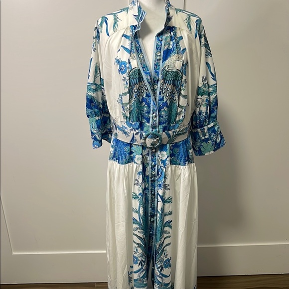 Blue and White Floral Long Sleeve Maxi Dress - Picture 1 of 9